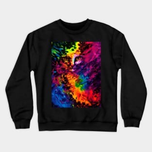 Trippy Psychedelic Cat Face Crewneck Sweatshirt